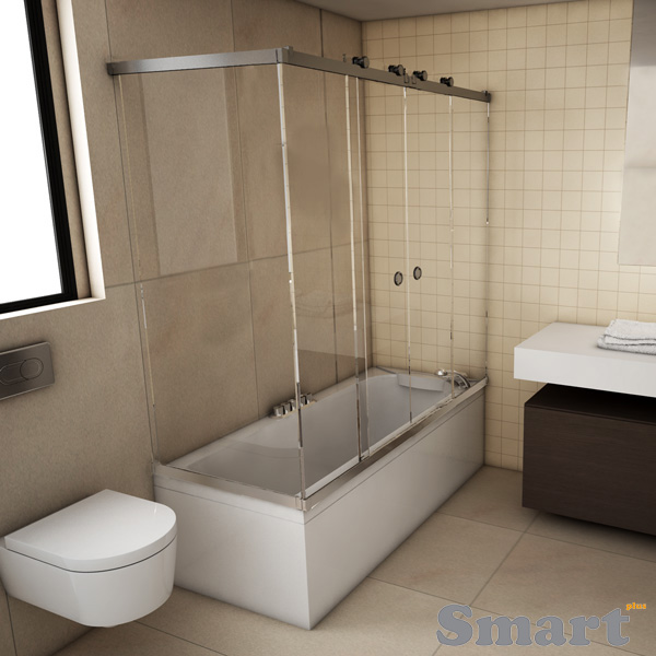 Sliding shower double with three fixed