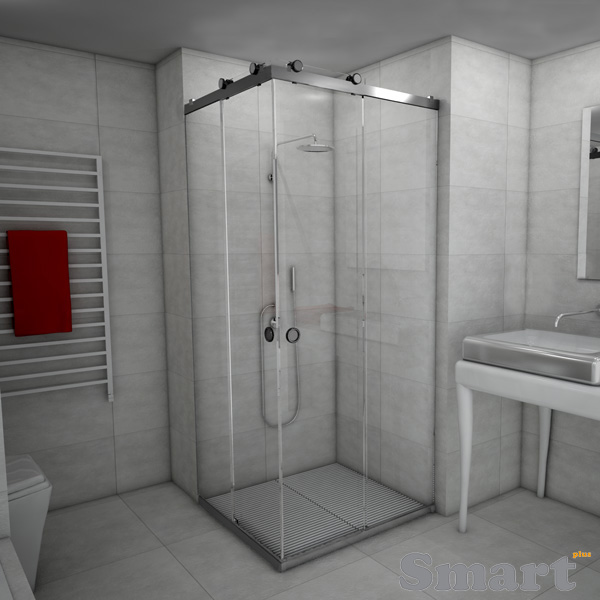 Sliding shower double angle