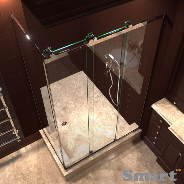 Sliding shower triple angle