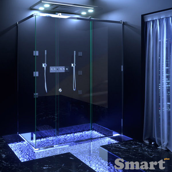 Sliding shower single with three fixed